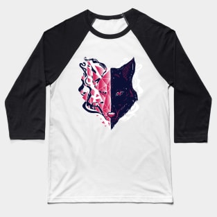 Wolf Head Smoke Design Baseball T-Shirt